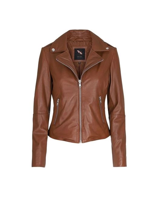 Btfcph Jassen ,Bruin ,Leer Jacket With Straight Big Zippe Skind 10576 in het Brown