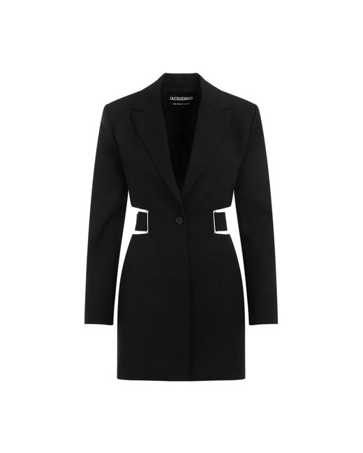 Vestido mini de lana negra con detalle de corte Jacquemus de color Black