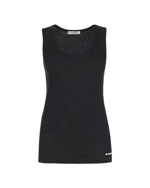 Jil Sander Black Sleeveless Tops