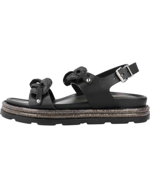 CafeNoir Black Stilvolle flache sandalen mit doppeltem c