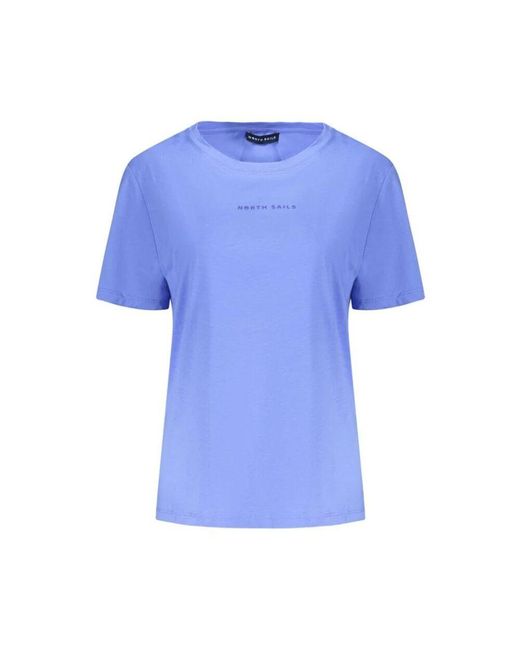 North Sails Blue Blau Geprägtes Logo Weit Hals T-Shirt