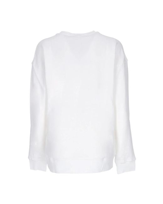 Adidas Fitness ,Wit ,Katoen Crewneck Sweatshirt Met Trefoil-Logo in het White