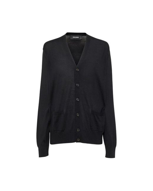 DSquared² Black Schwarzer v-ausschnitt strickpullover