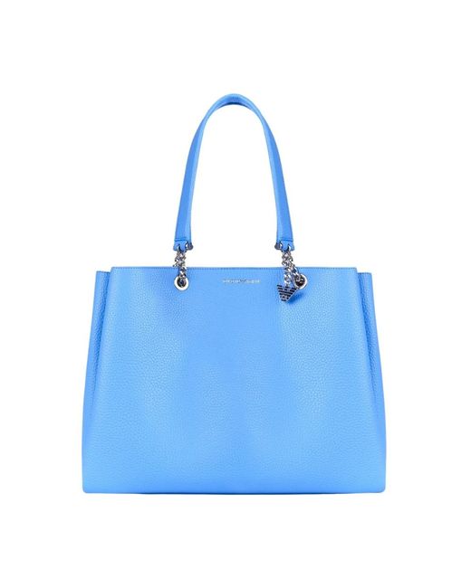 Emporio Armani Blue Blaue lederhandtasche ceruleo modell