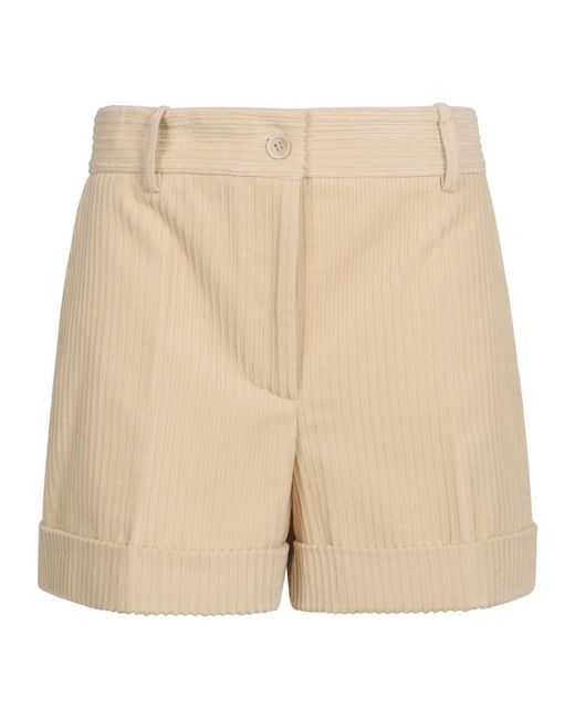 P.A.R.O.S.H. P.A.R.O..H. ,Korte Broeken ,Katoen Hoge Taille Corduroy Shorts in het Natural