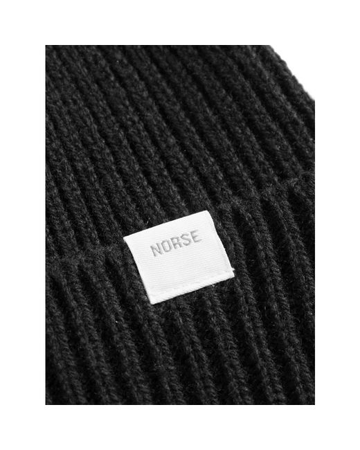 Norse Projects Accessoires ,Zwart ,Wol Wollen Muts Met Geweven Tab in het Black voor heren
