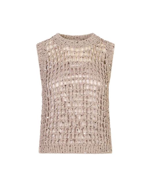 Peserico Brown Round-Neck Knitwear