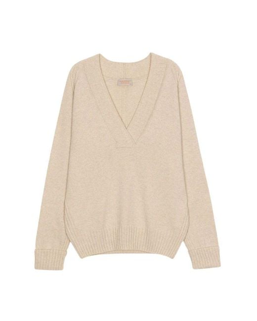 John Smedley Natural R wickel-jersey mit tiefem v-ausschnitt und rippdetails