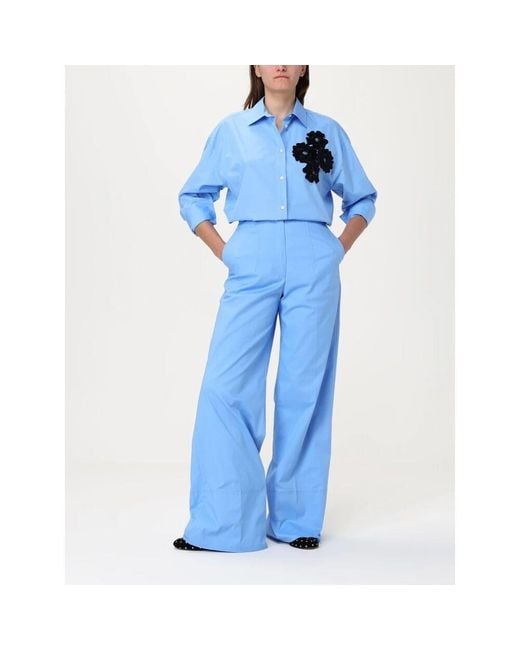 MSGM Blue Lässiges Baumwollhemd Für Männer