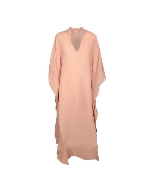 120% Lino Pink Fließendes Leinen Kaftan Kleid Kimono Stil