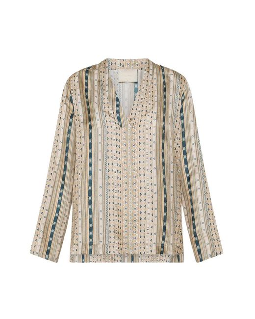 Blusa de seda twill ambroise Momoní de color Natural