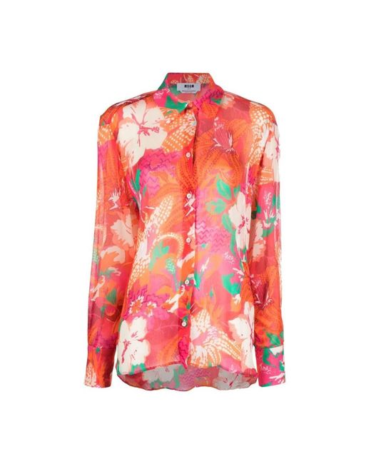 MSGM Overhemden ,Veelkleurig ,Shirts in het Pink