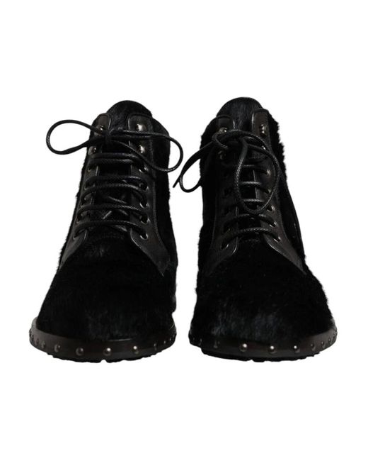 Dolce & Gabbana Black Lace-Up Boots for men