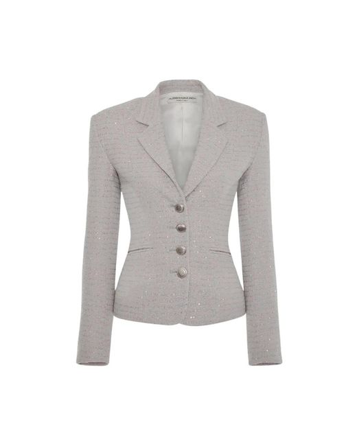 Alessandra Rich Paillet Tweed Blazer in het Gray