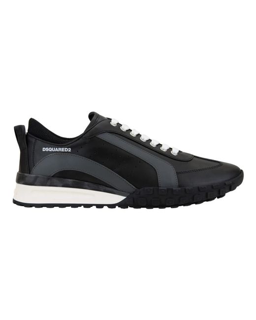 DSquared² Schoenen ,Zwart ,Leer Lace-Up Sneakers in het Black voor heren