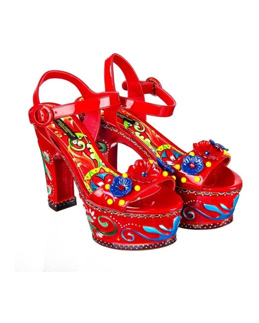 High heel sandals Dolce & Gabbana de color Red