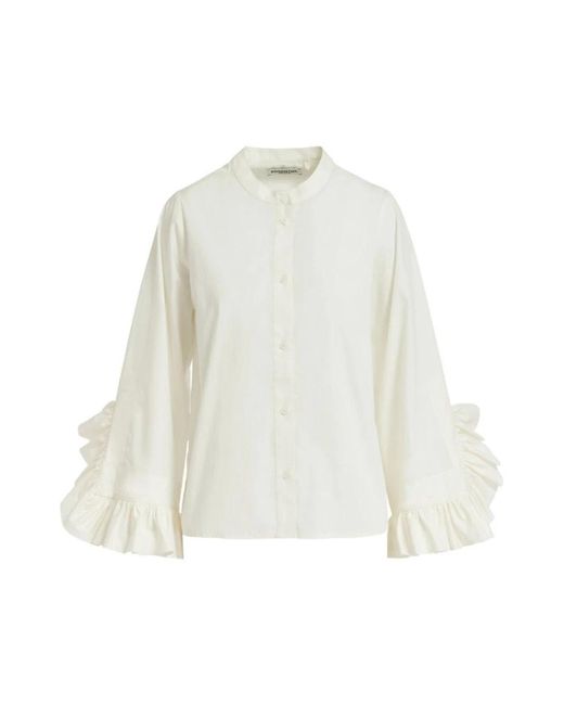 Camicia in popeline di cotone arricciato di Essentiel Antwerp in White