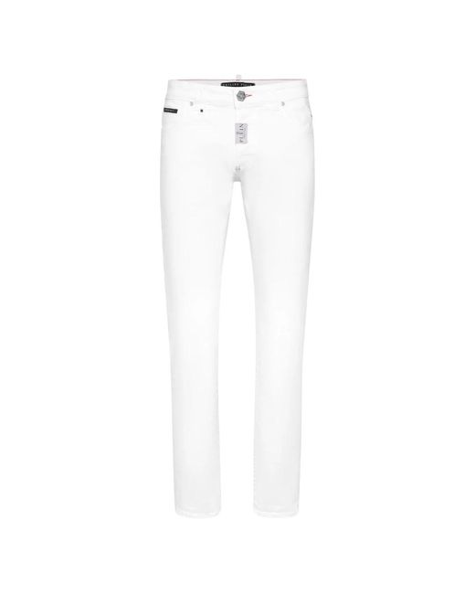 Philipp Plein Men's White Slim Fit Jeans