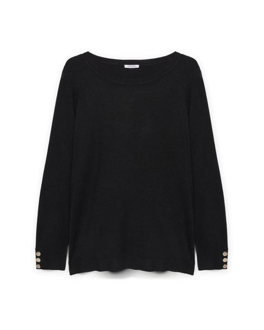 Round-Neck Knitwear FIORELLA RUBINO de color Black