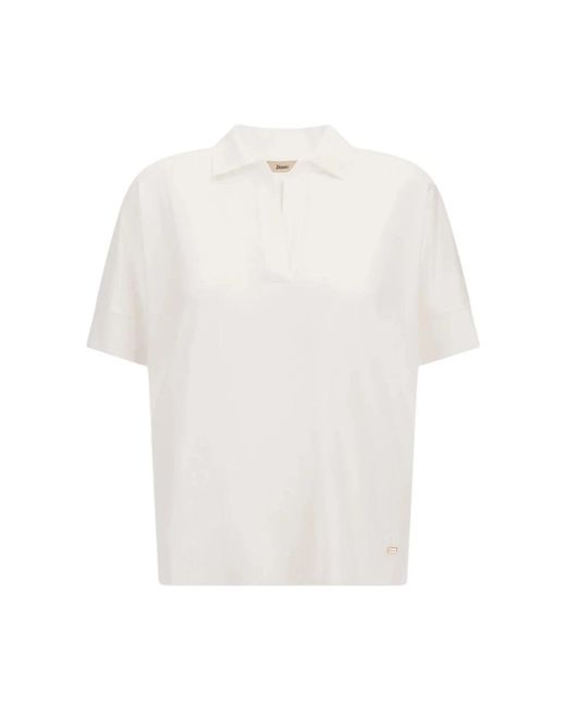 Herno Cotton-Lyocell Jersey Polo in het White
