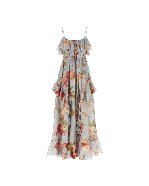 Zimmermann Roselight Frill Maxi Jurk in het Multicolor