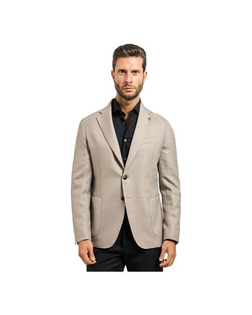 MULISH Ikonierte Einreiher-Jacke Mit Anstecker in Natural für Herren
