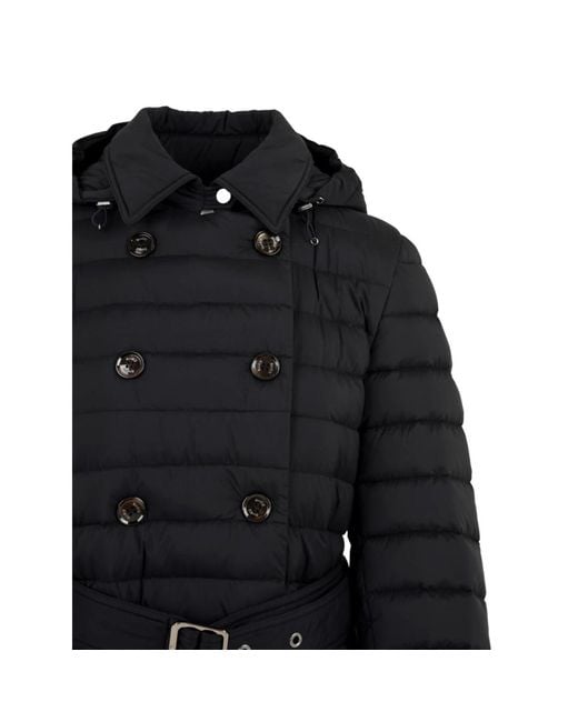 Moorer Black Technische down-proof jacke mit abnehmbarer kapuze und gürtel