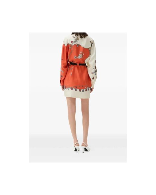 Versace Zijden Twill Mini-Jurk Met Print in het Red