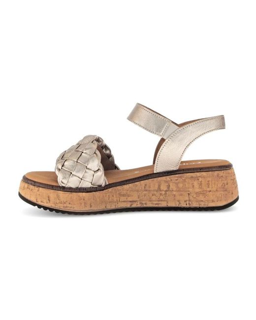 Gabor White Goldene Ledersandalen