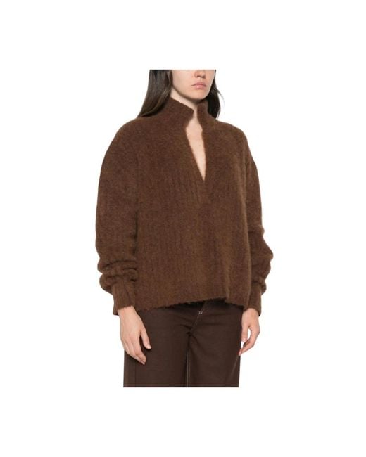 Uma Wang Brown V-Neck Knitwear