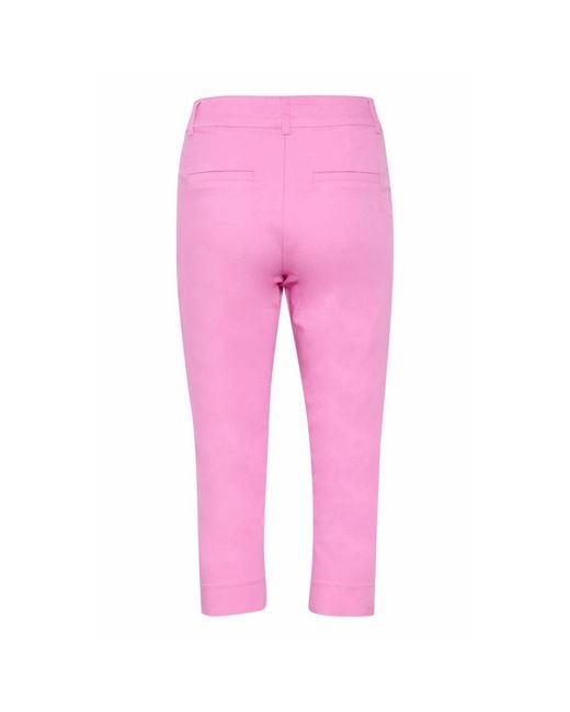 Kaffe Broeken ,Roze ,Cyclamen Capri Broek Met Zakken in het Pink