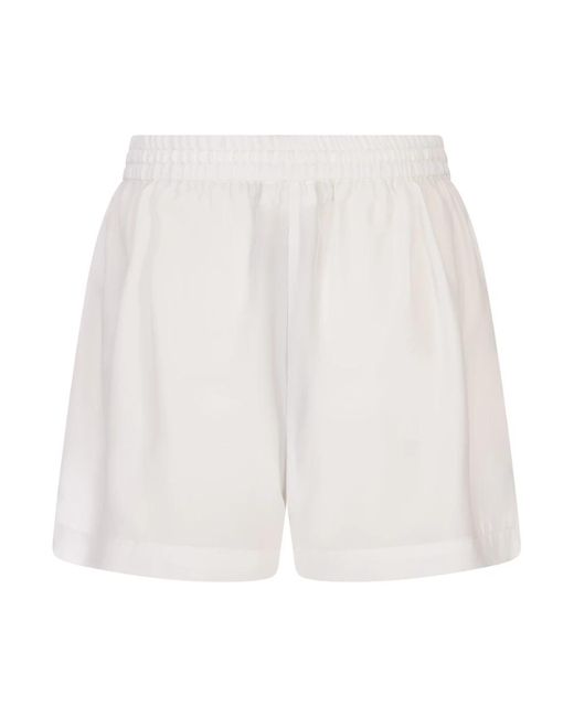 P.A.R.O.S.H. White Weiße seiden-shorts mit elastischem bund