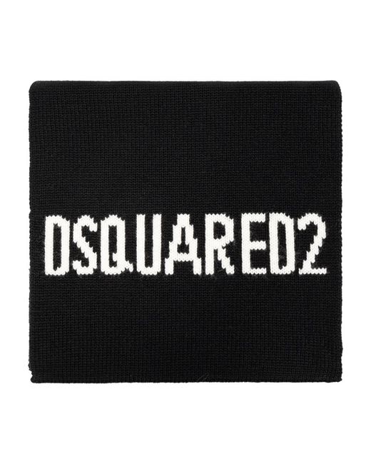 DSquared² Accessoires ,Zwart ,Wol Wollen Sjaal in het Black voor heren