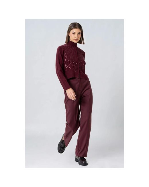 Kocca Truien & Vesten ,Rood ,Waist Length Glitter Effect Cardigan in het Red
