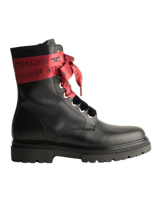 Elisabetta Franchi Black Lace-Up Boots