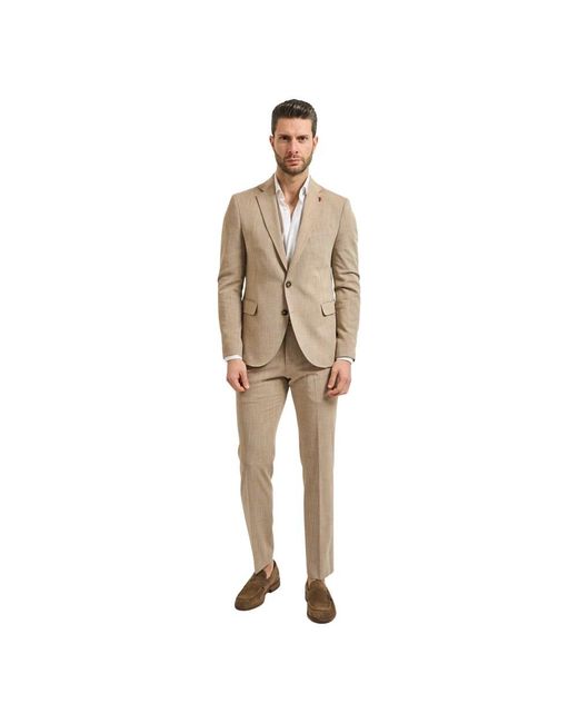 MULISH Kostuums ,Polyester Single-Breasted Pak in het Natural voor heren