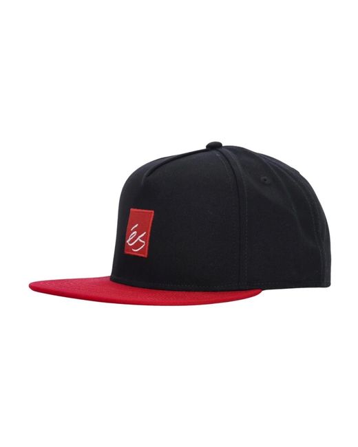 'es Accsoir ,Zwart ,Katoen Snapback Pet Zwart/Rood Katoen Geborduurd in het Black voor heren