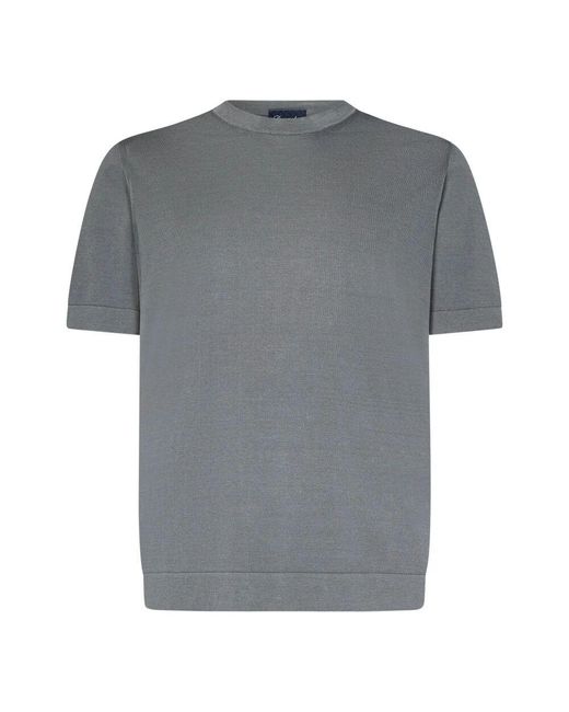 Drumohr Graues Rundhals-T-Shirt Kurzarm in Gray für Herren