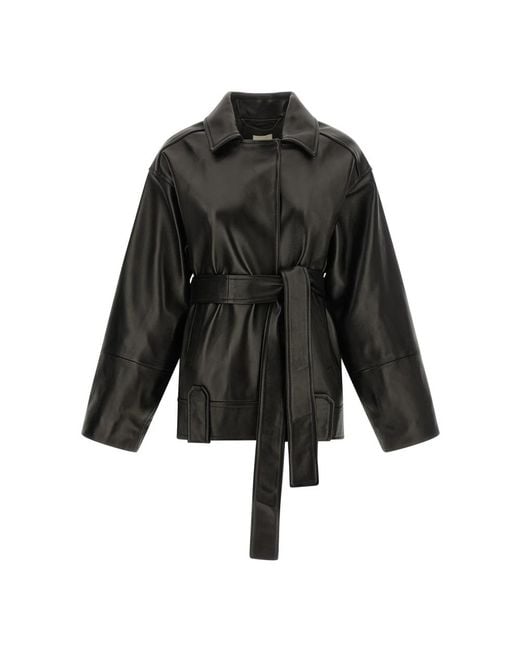 Khaite Black Leather Jackets