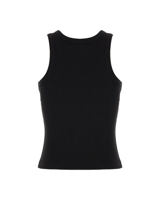 Palm Angels Black Logo Round Neck Top
