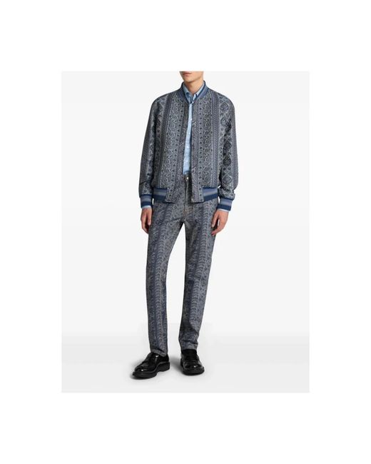 Etro Blue Bomber Jackets for men