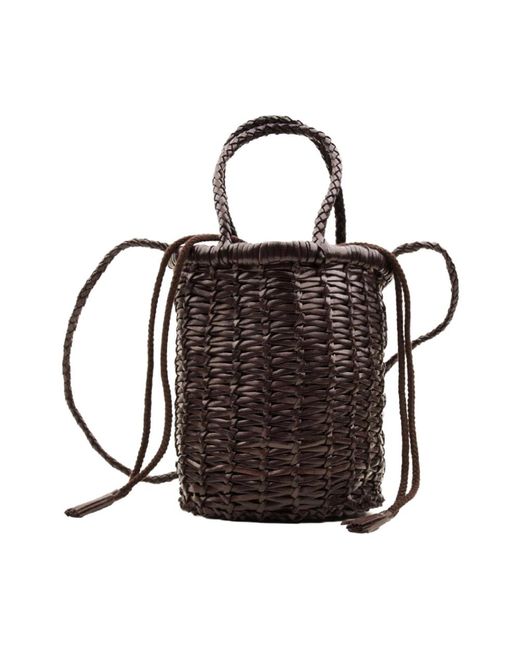 Dragon Diffusion Handgeweven Leren Emmer Tas in het Black