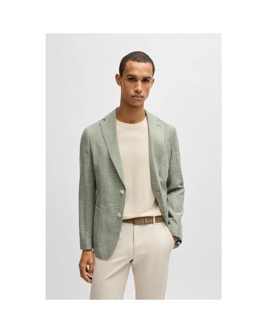 HUGO Jassen ,Groen ,Wol Wollen Blazer Met Microdessin in het Green voor heren