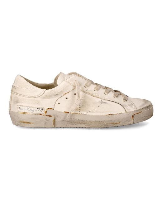 Philippe Model Schoenen ,Wit ,Katoen Sneakers Prsx Tennis in het Natural