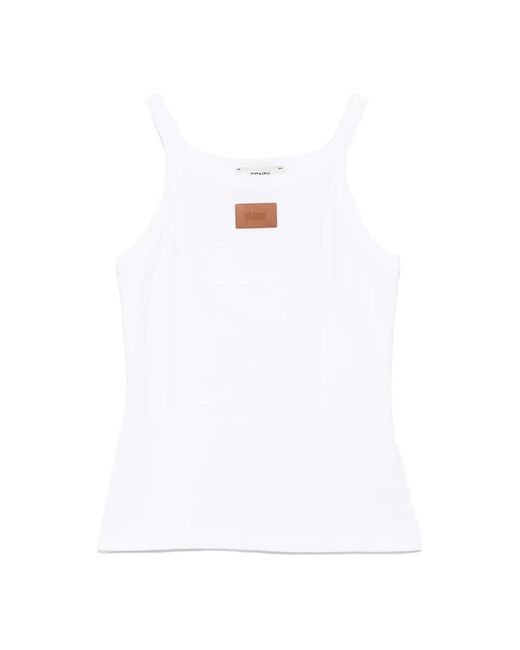 Fendi Ribbed Tank Top in het White