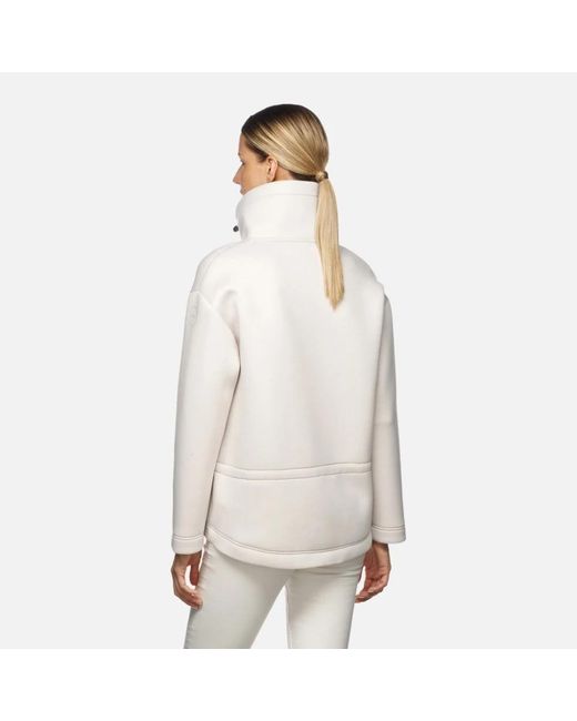 Geox Hoodies & Sweatvesten ,Wit ,Polyester W Sweater in het Natural