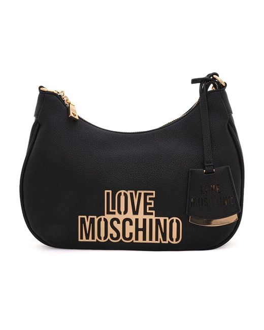 Love Moschino Black Halbmond-förmige tasche mit reißverschluss