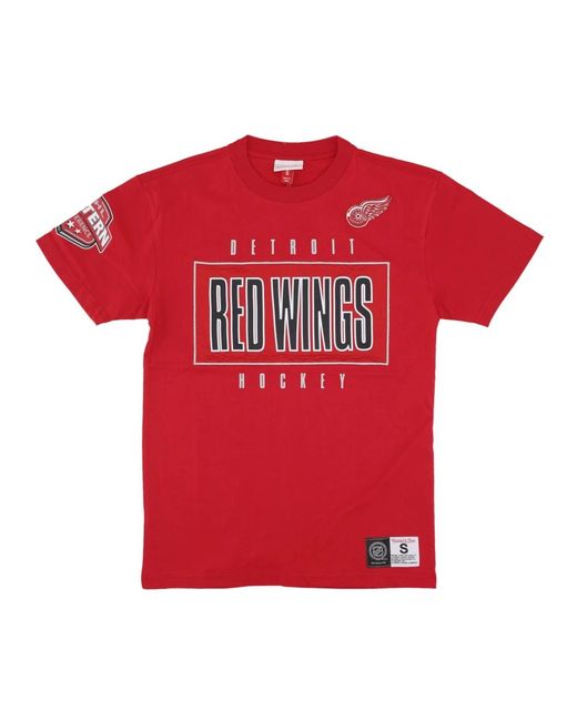 Mitchell & Ness Tops ,Rood ,Katoen Detroit Wings Logo T-Shirt in het Red voor heren