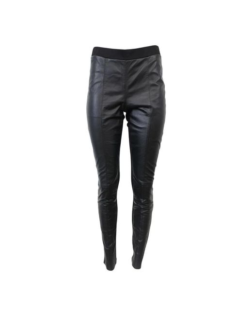 2-Biz Gray Leather trousers