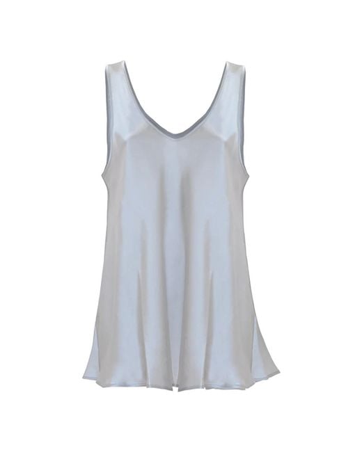 Elegante top in seta con orlo svasato di Kocca in Blue